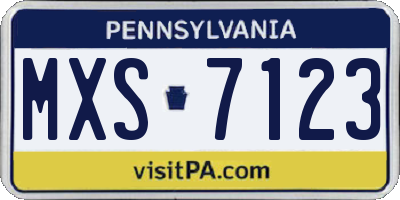 PA license plate MXS7123