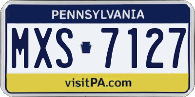 PA license plate MXS7127