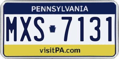 PA license plate MXS7131