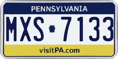 PA license plate MXS7133