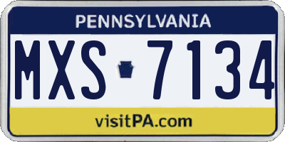 PA license plate MXS7134