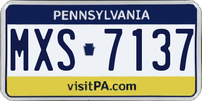 PA license plate MXS7137