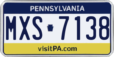 PA license plate MXS7138