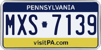 PA license plate MXS7139