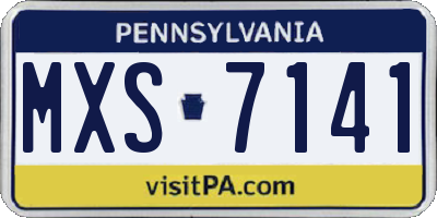 PA license plate MXS7141