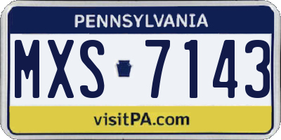 PA license plate MXS7143