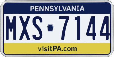 PA license plate MXS7144