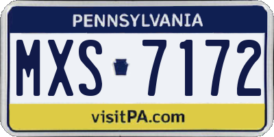 PA license plate MXS7172