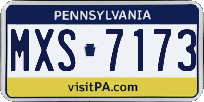 PA license plate MXS7173