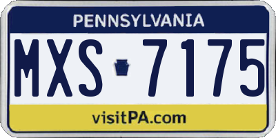 PA license plate MXS7175