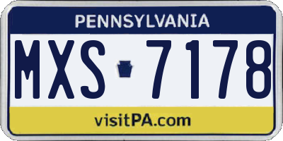 PA license plate MXS7178