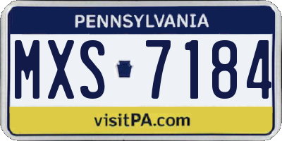 PA license plate MXS7184
