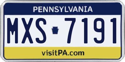PA license plate MXS7191