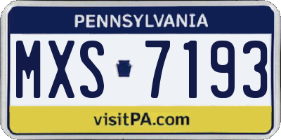 PA license plate MXS7193