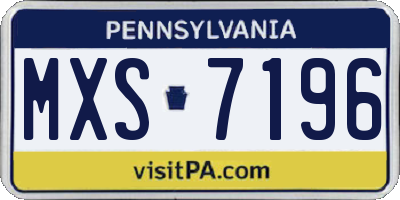 PA license plate MXS7196
