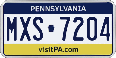 PA license plate MXS7204