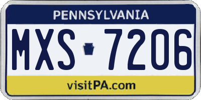 PA license plate MXS7206
