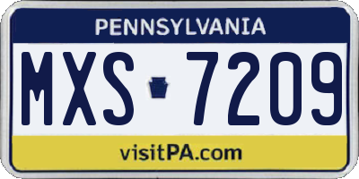 PA license plate MXS7209