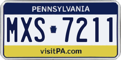 PA license plate MXS7211