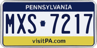 PA license plate MXS7217