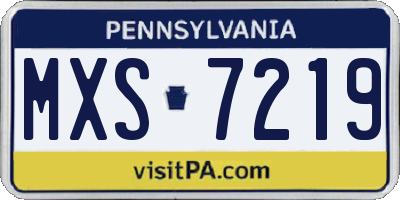 PA license plate MXS7219