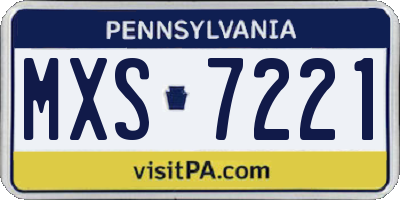 PA license plate MXS7221