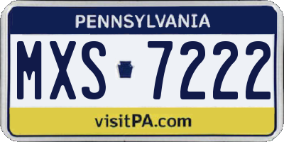 PA license plate MXS7222