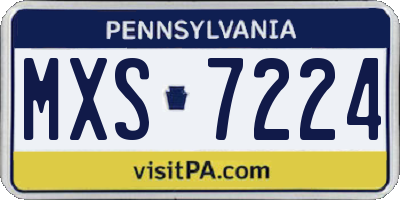 PA license plate MXS7224