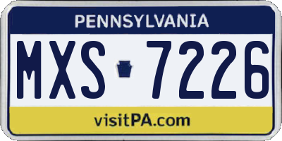 PA license plate MXS7226