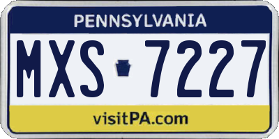 PA license plate MXS7227