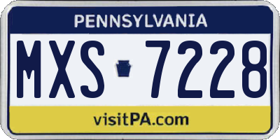 PA license plate MXS7228