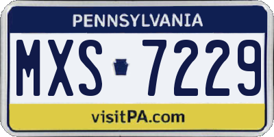 PA license plate MXS7229