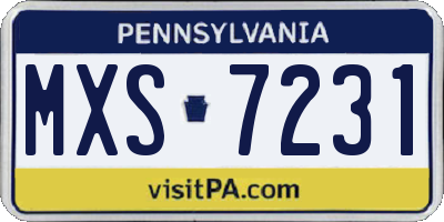 PA license plate MXS7231