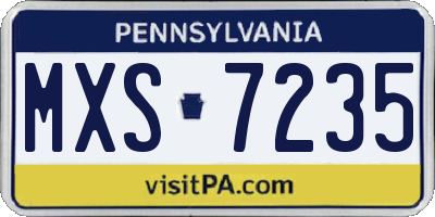 PA license plate MXS7235
