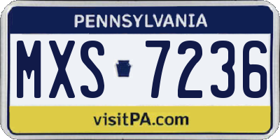 PA license plate MXS7236