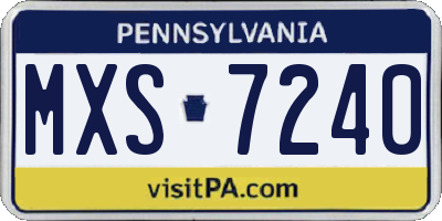 PA license plate MXS7240