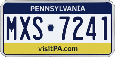 PA license plate MXS7241