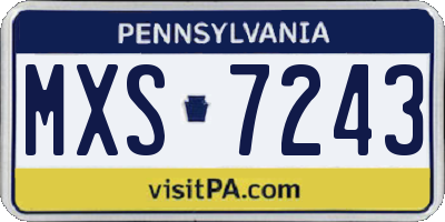 PA license plate MXS7243