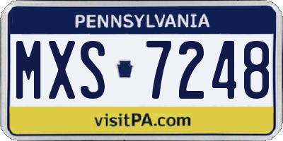 PA license plate MXS7248
