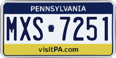 PA license plate MXS7251