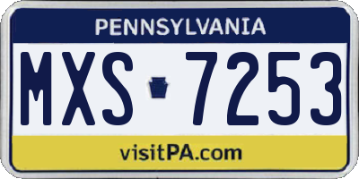 PA license plate MXS7253