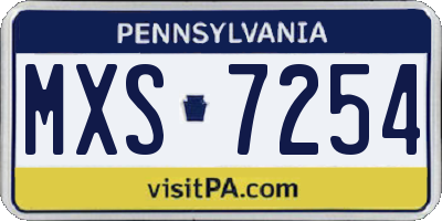 PA license plate MXS7254