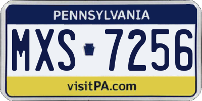 PA license plate MXS7256