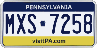 PA license plate MXS7258