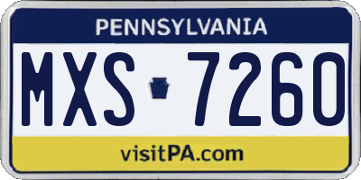 PA license plate MXS7260