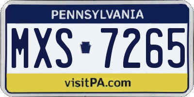 PA license plate MXS7265