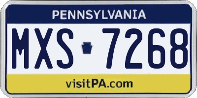 PA license plate MXS7268
