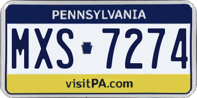 PA license plate MXS7274