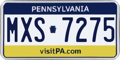 PA license plate MXS7275