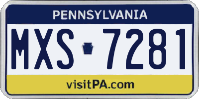 PA license plate MXS7281